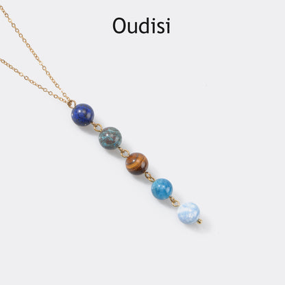 Nature stone extension stack necklace