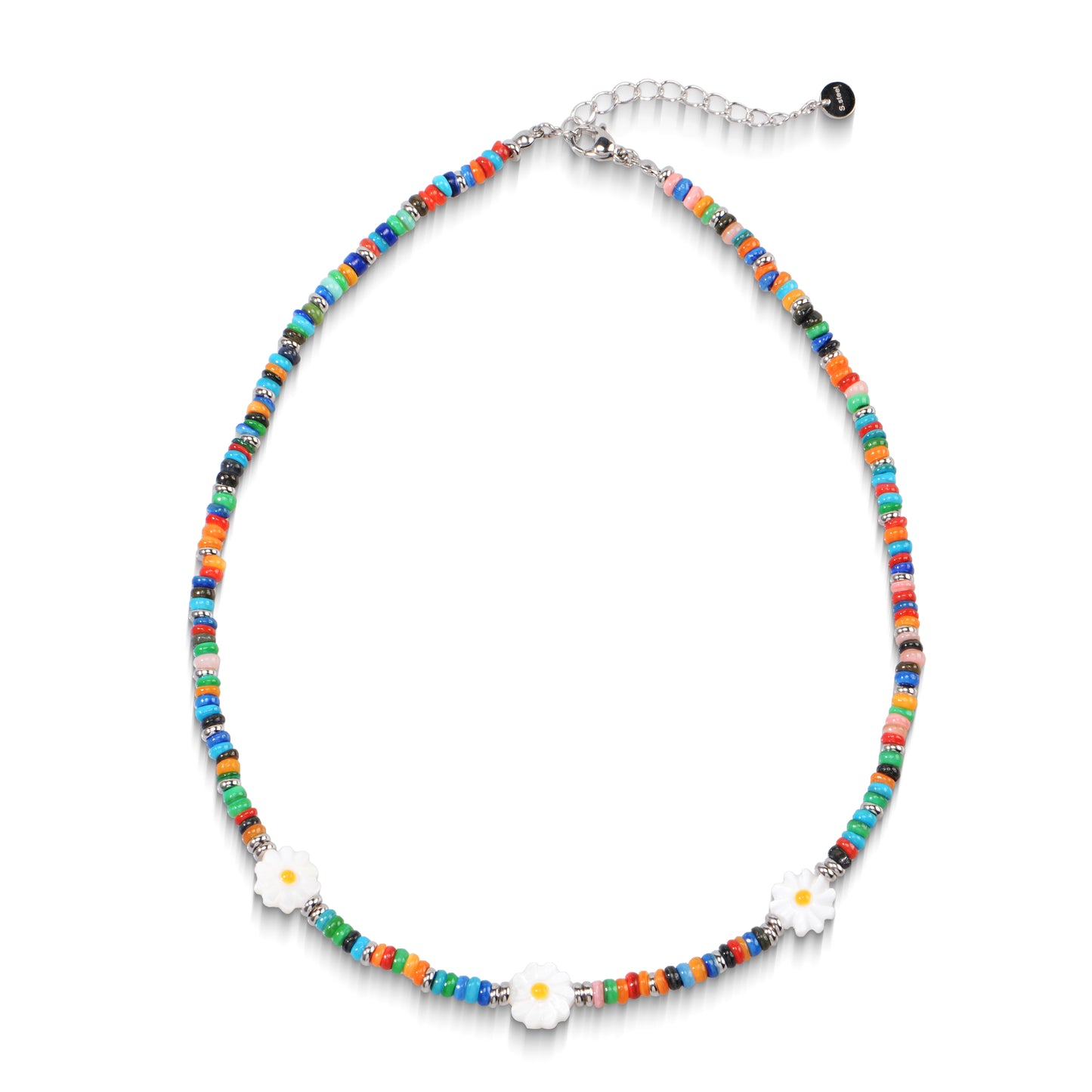 Oudisijewelry Handmade Decor Beaded Flower Necklaces Series Natural Stone Cylinder Beads with Chain Necklace