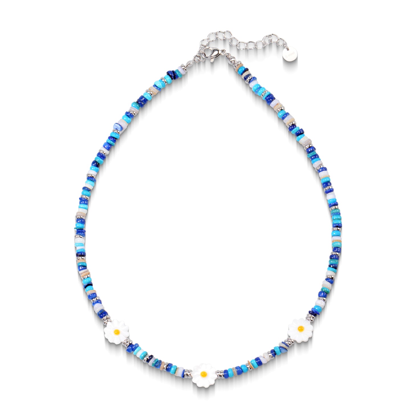 Oudisijewelry Handmade Decor Beaded Flower Necklaces Series Natural Stone Cylinder Beads with Chain Necklace