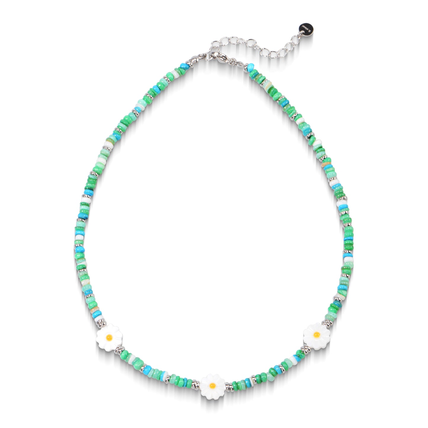 Oudisijewelry Handmade Decor Beaded Flower Necklaces Series Natural Stone Cylinder Beads with Chain Necklace
