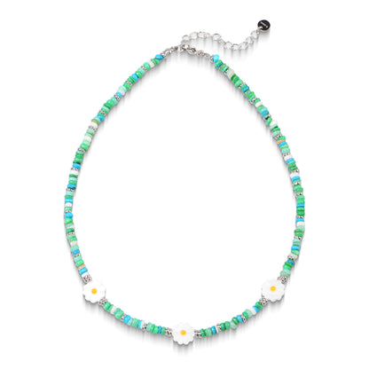 Oudisijewelry Handmade Decor Beaded Flower Necklaces Series Natural Stone Cylinder Beads with Chain Necklace