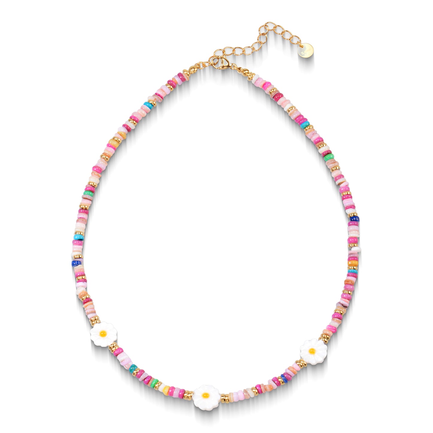 Oudisijewelry Handmade Decor Beaded Flower Necklaces Series Natural Stone Cylinder Beads with Chain Necklace