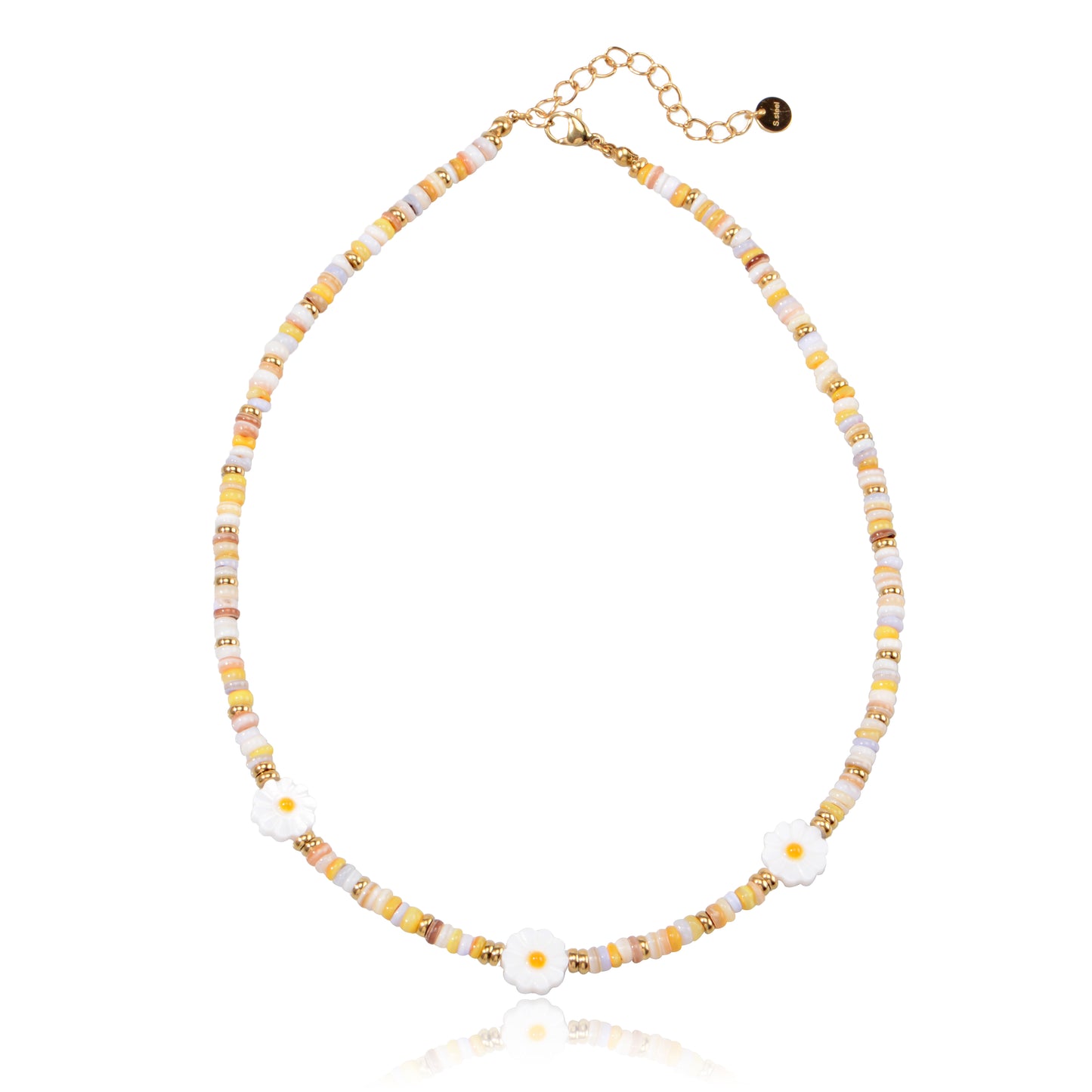 Oudisijewelry Handmade Decor Beaded Flower Necklaces Series Natural Stone Cylinder Beads with Chain Necklace