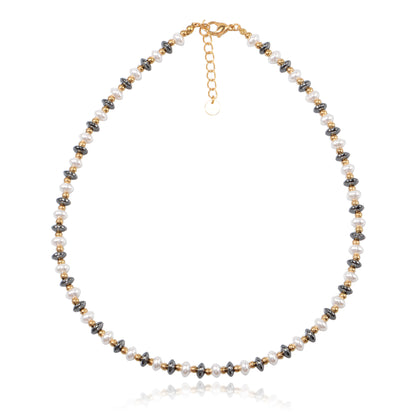 Carbon Fiber and Shell Pearl Necklace