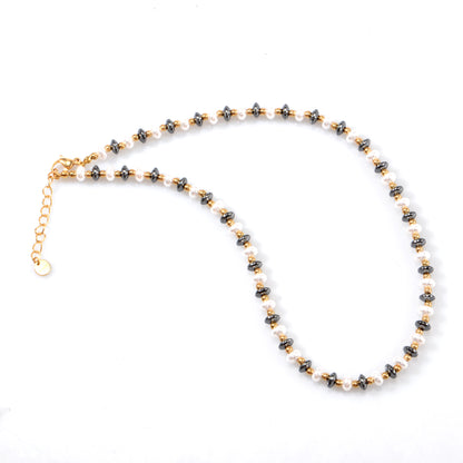 Carbon Fiber and Shell Pearl Necklace