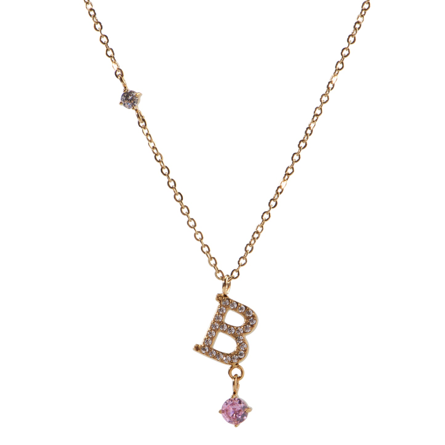 Stainless Steel 18K Gold-Plated Initial 26 Letters  Zircon Necklaces