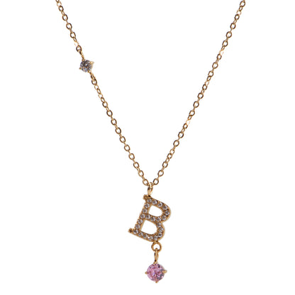 Stainless Steel 18K Gold-Plated Initial 26 Letters  Zircon Necklaces