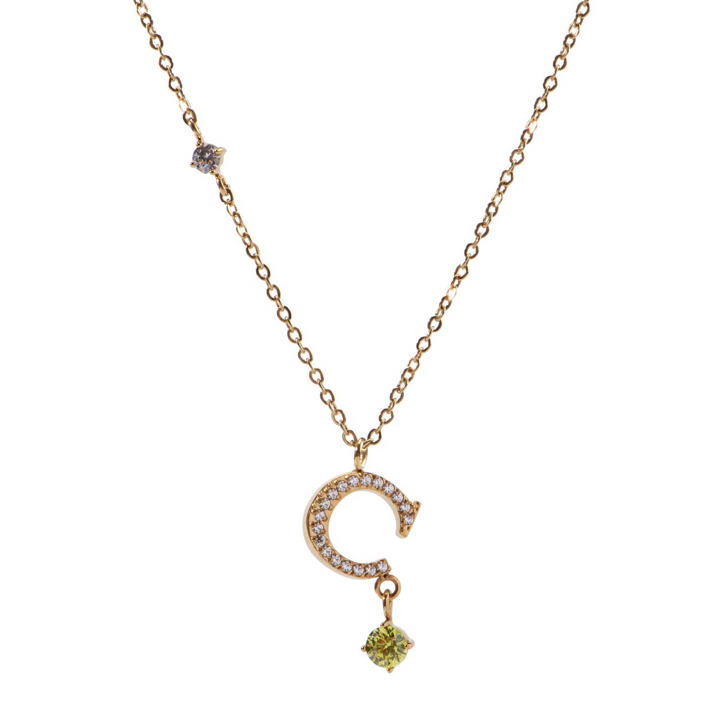 Stainless Steel 18K Gold-Plated Initial 26 Letters  Zircon Necklaces