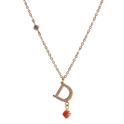 Stainless Steel 18K Gold-Plated Initial 26 Letters  Zircon Necklaces