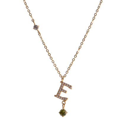 Stainless Steel 18K Gold-Plated Initial 26 Letters  Zircon Necklaces