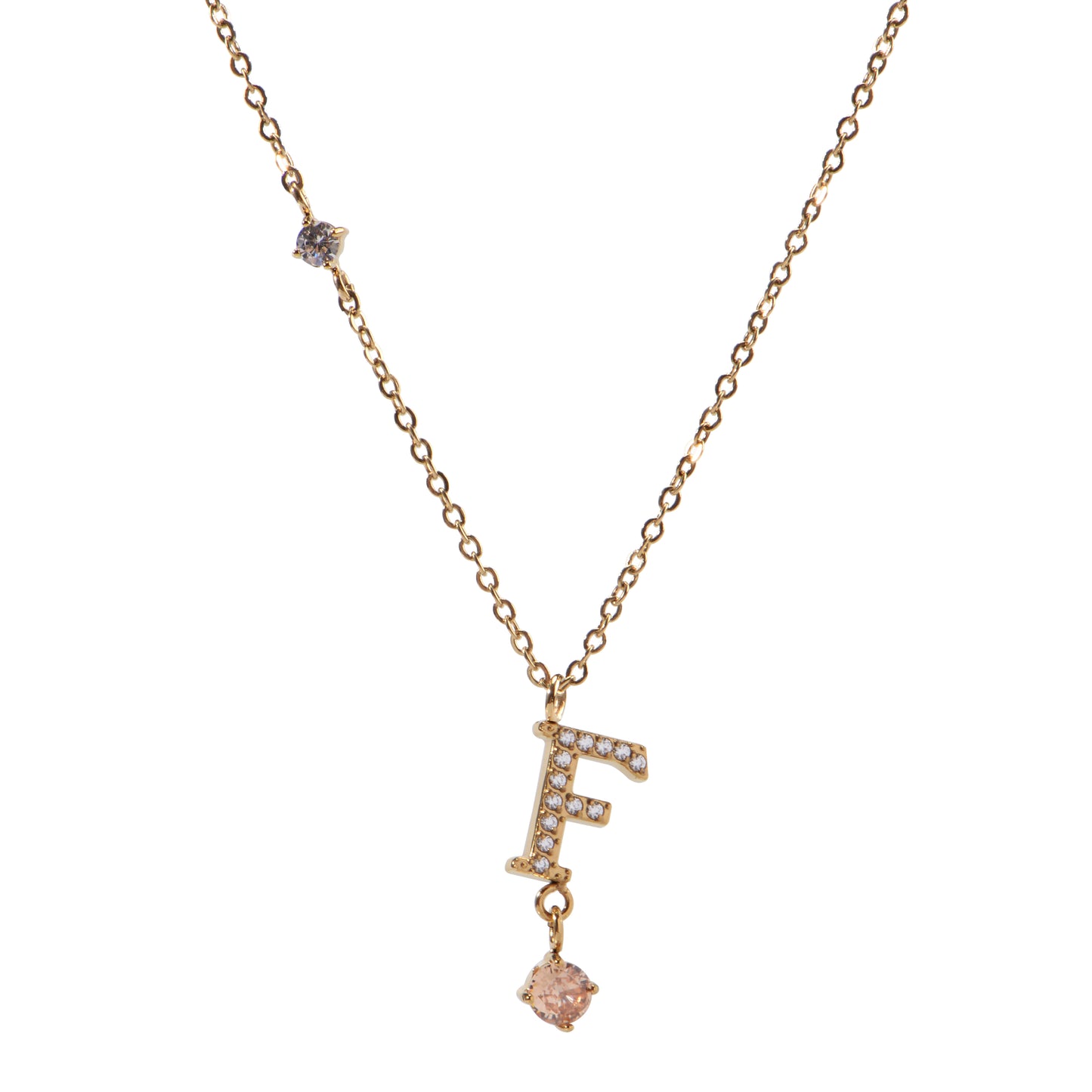 Stainless Steel 18K Gold-Plated Initial 26 Letters  Zircon Necklaces