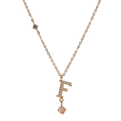 Stainless Steel 18K Gold-Plated Initial 26 Letters  Zircon Necklaces
