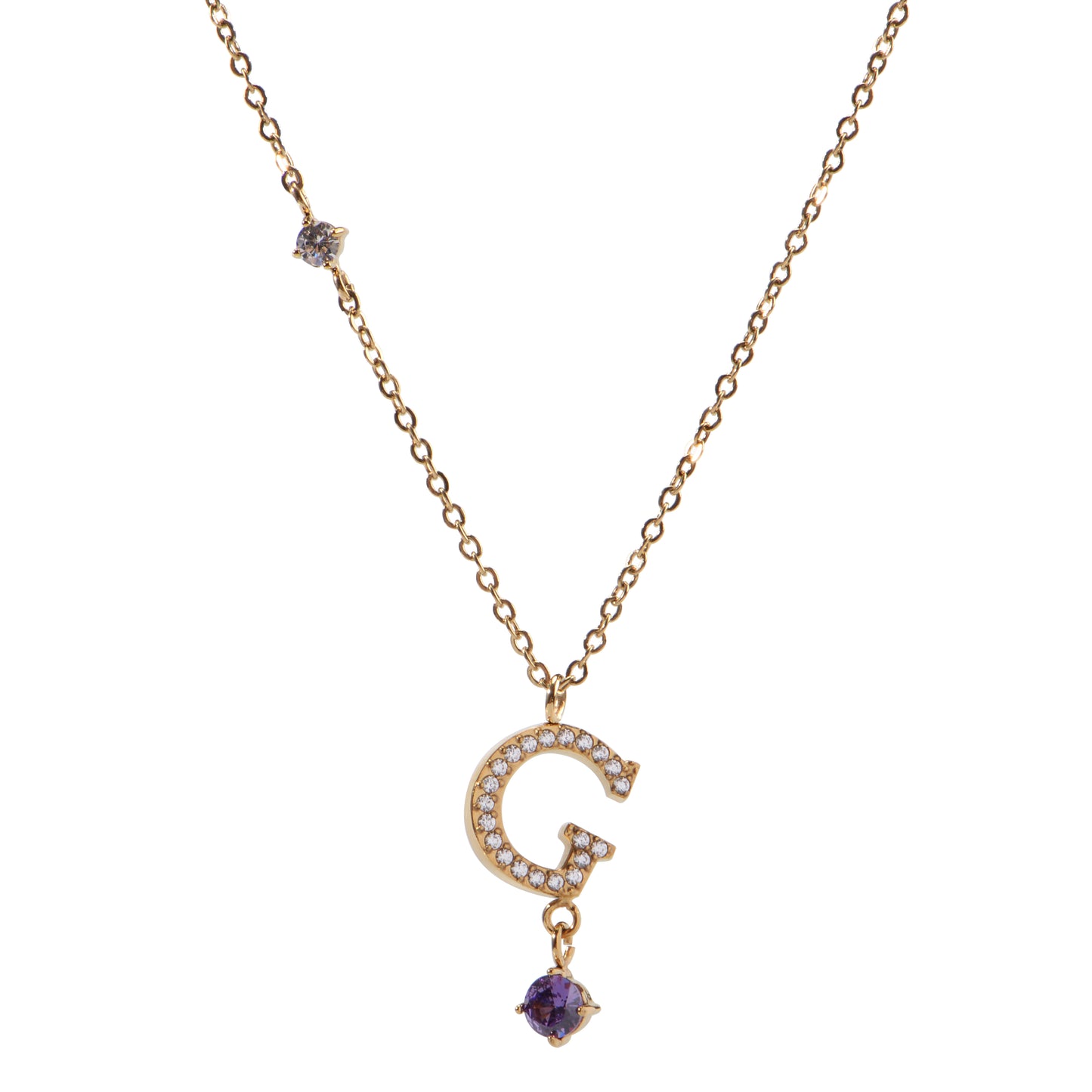 Stainless Steel 18K Gold-Plated Initial 26 Letters  Zircon Necklaces