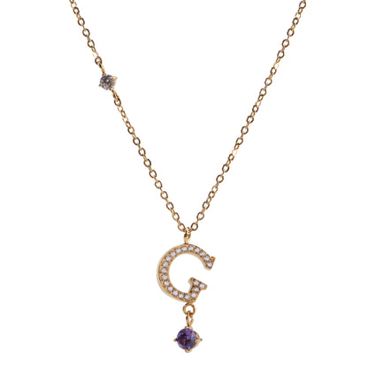 Stainless Steel 18K Gold-Plated Initial 26 Letters  Zircon Necklaces