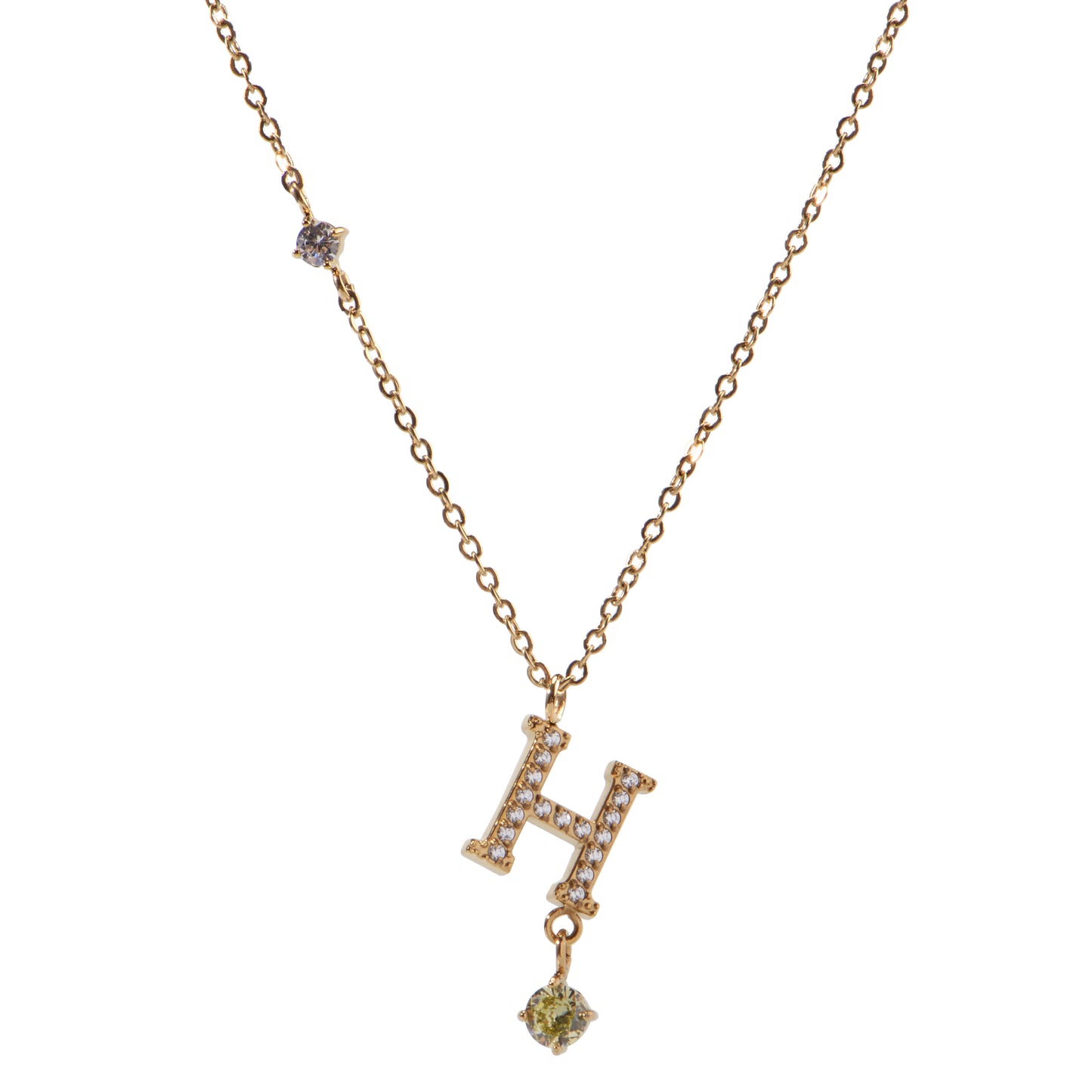 Stainless Steel 18K Gold-Plated Initial 26 Letters  Zircon Necklaces