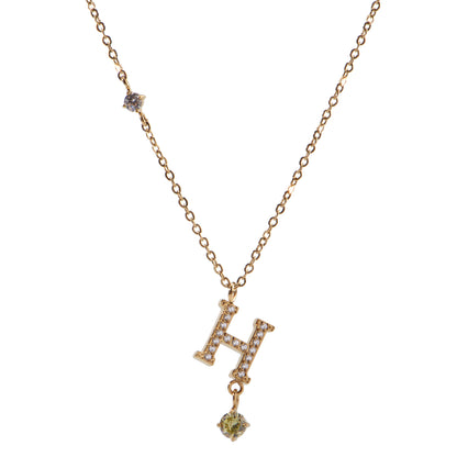 Stainless Steel 18K Gold-Plated Initial 26 Letters  Zircon Necklaces