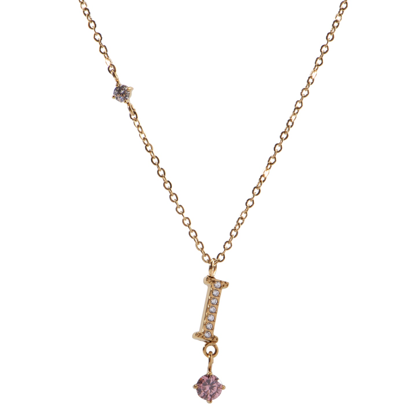 Stainless Steel 18K Gold-Plated Initial 26 Letters  Zircon Necklaces