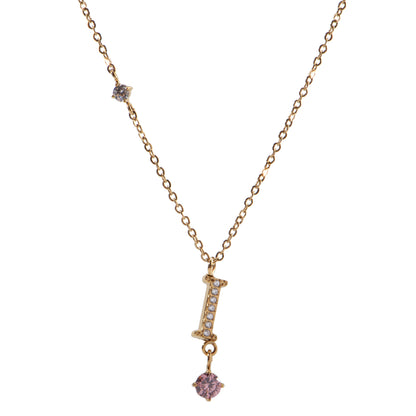 Stainless Steel 18K Gold-Plated Initial 26 Letters  Zircon Necklaces
