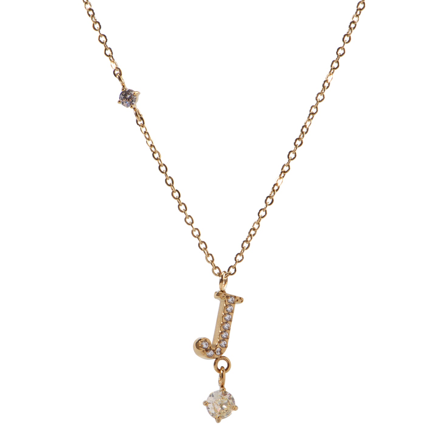 Stainless Steel 18K Gold-Plated Initial 26 Letters  Zircon Necklaces