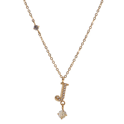 Stainless Steel 18K Gold-Plated Initial 26 Letters  Zircon Necklaces