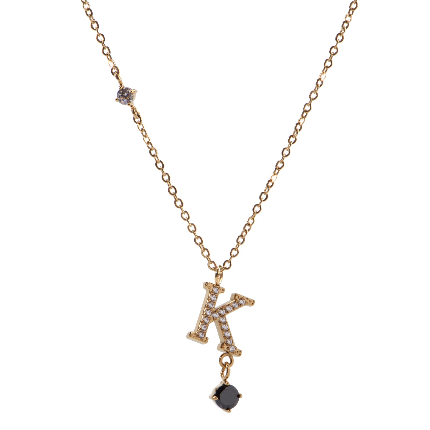 Stainless Steel 18K Gold-Plated Initial 26 Letters  Zircon Necklaces