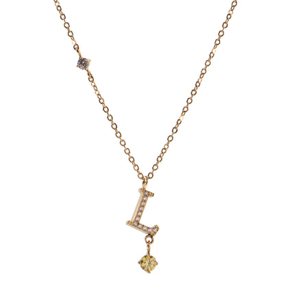 Stainless Steel 18K Gold-Plated Initial 26 Letters  Zircon Necklaces