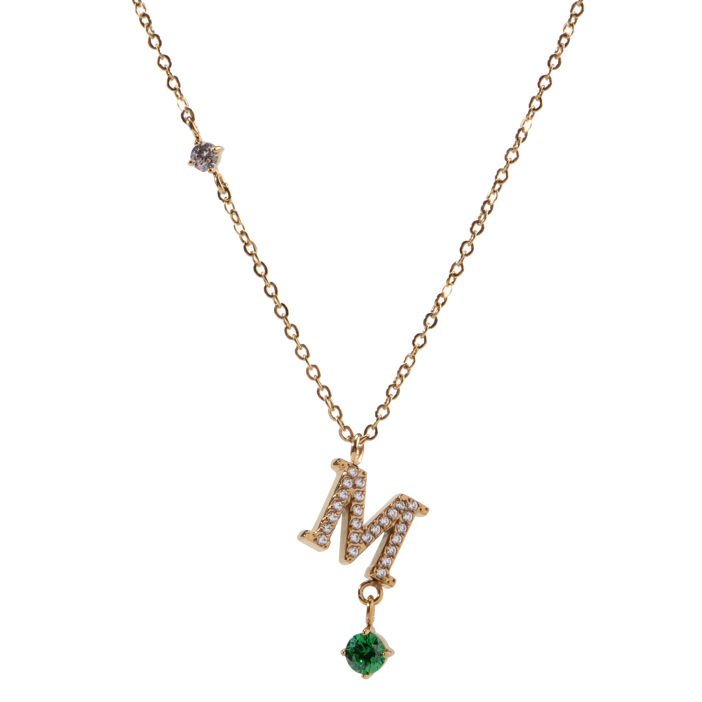 Stainless Steel 18K Gold-Plated Initial 26 Letters  Zircon Necklaces