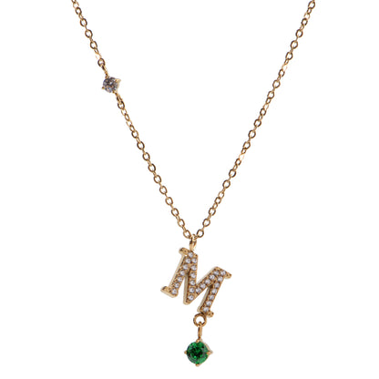 Stainless Steel 18K Gold-Plated Initial 26 Letters  Zircon Necklaces