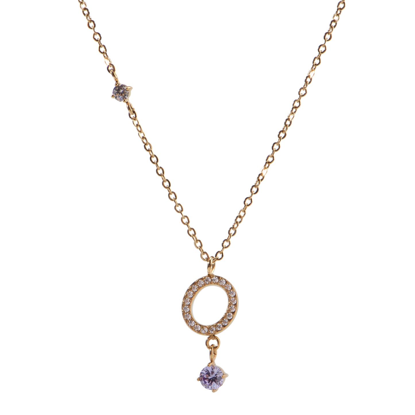 Stainless Steel 18K Gold-Plated Initial 26 Letters  Zircon Necklaces