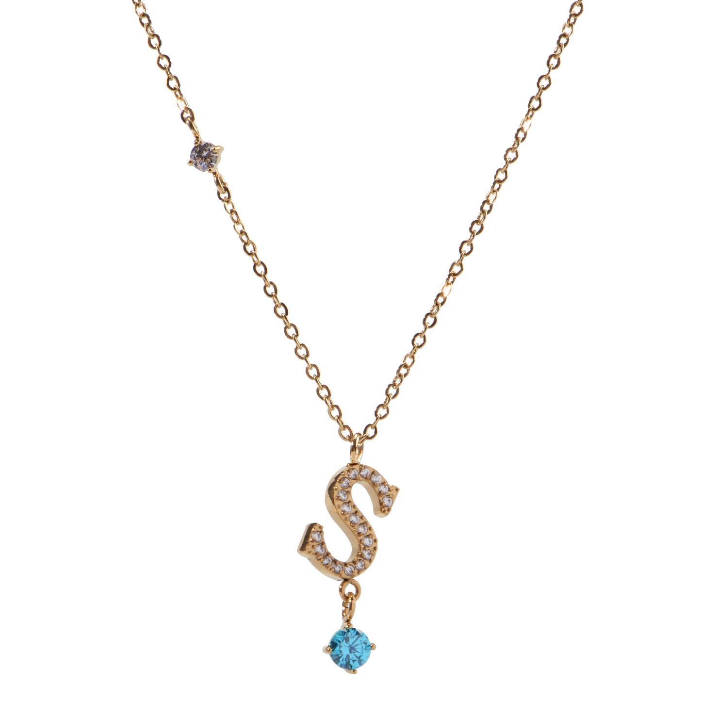 Stainless Steel 18K Gold-Plated Initial 26 Letters  Zircon Necklaces