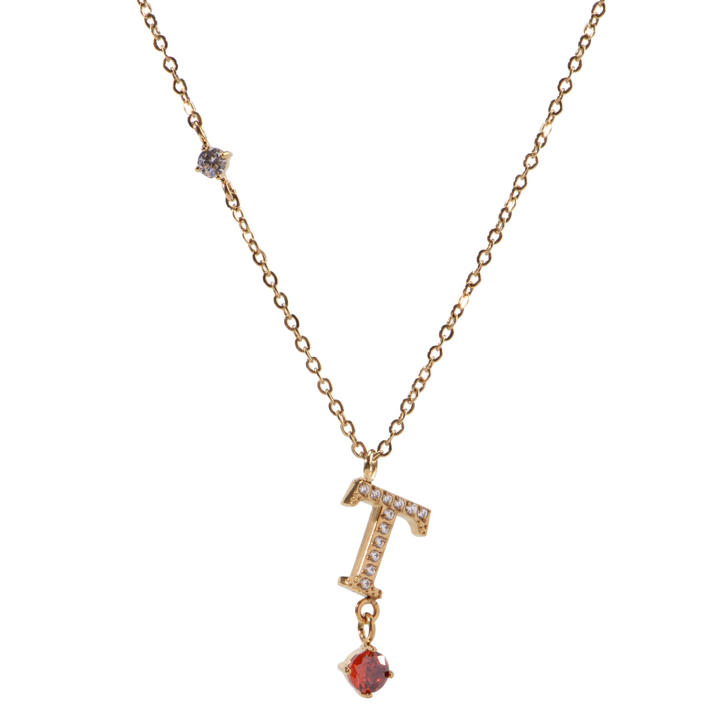 Stainless Steel 18K Gold-Plated Initial 26 Letters  Zircon Necklaces