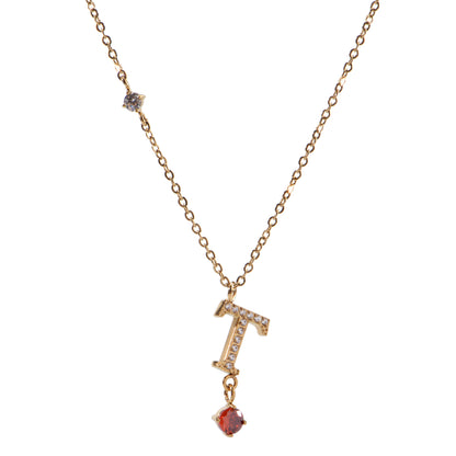 Stainless Steel 18K Gold-Plated Initial 26 Letters  Zircon Necklaces