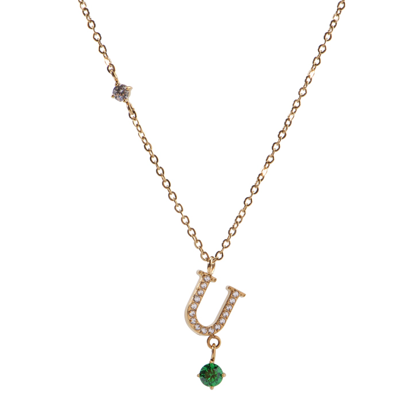 Stainless Steel 18K Gold-Plated Initial 26 Letters  Zircon Necklaces