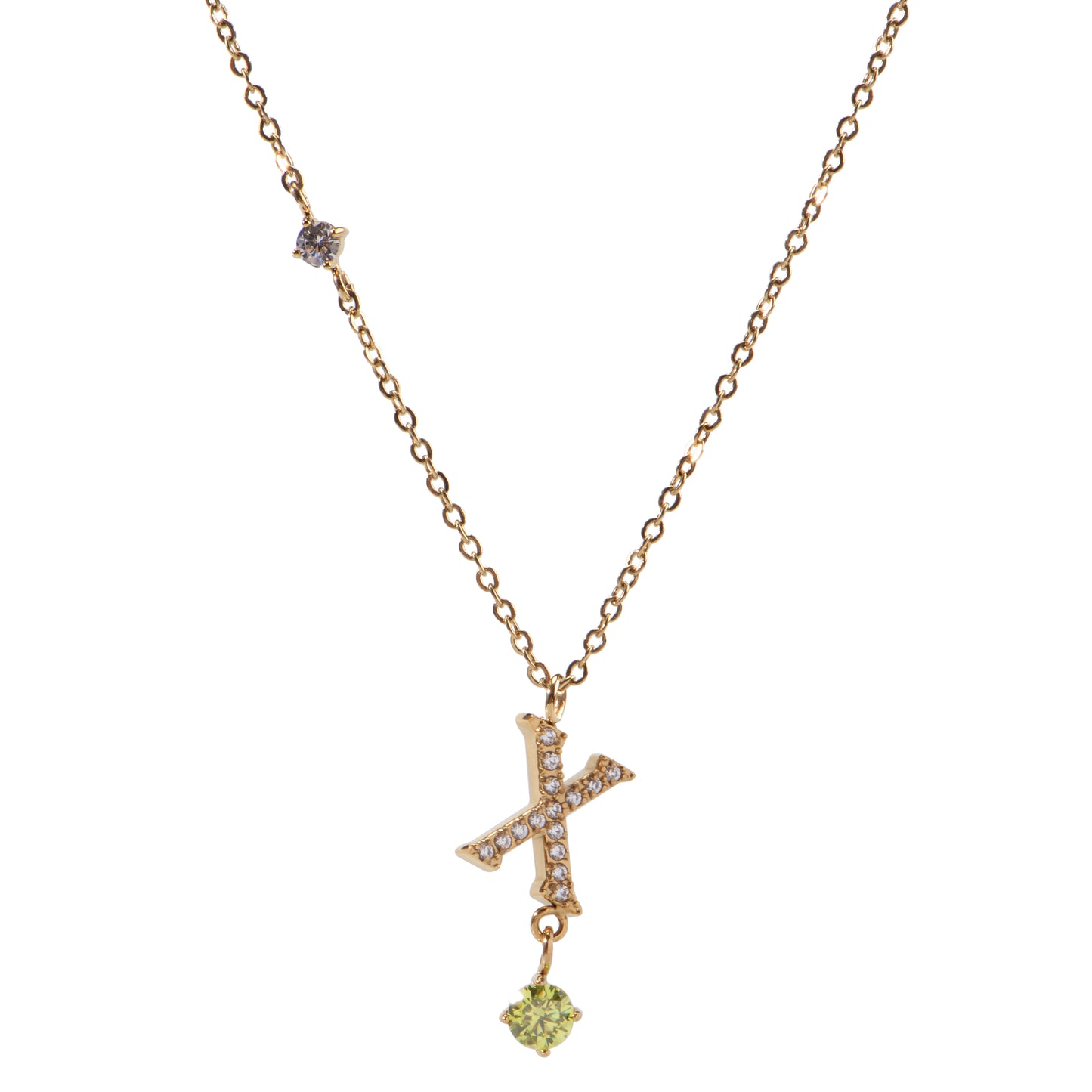 Stainless Steel 18K Gold-Plated Initial 26 Letters  Zircon Necklaces