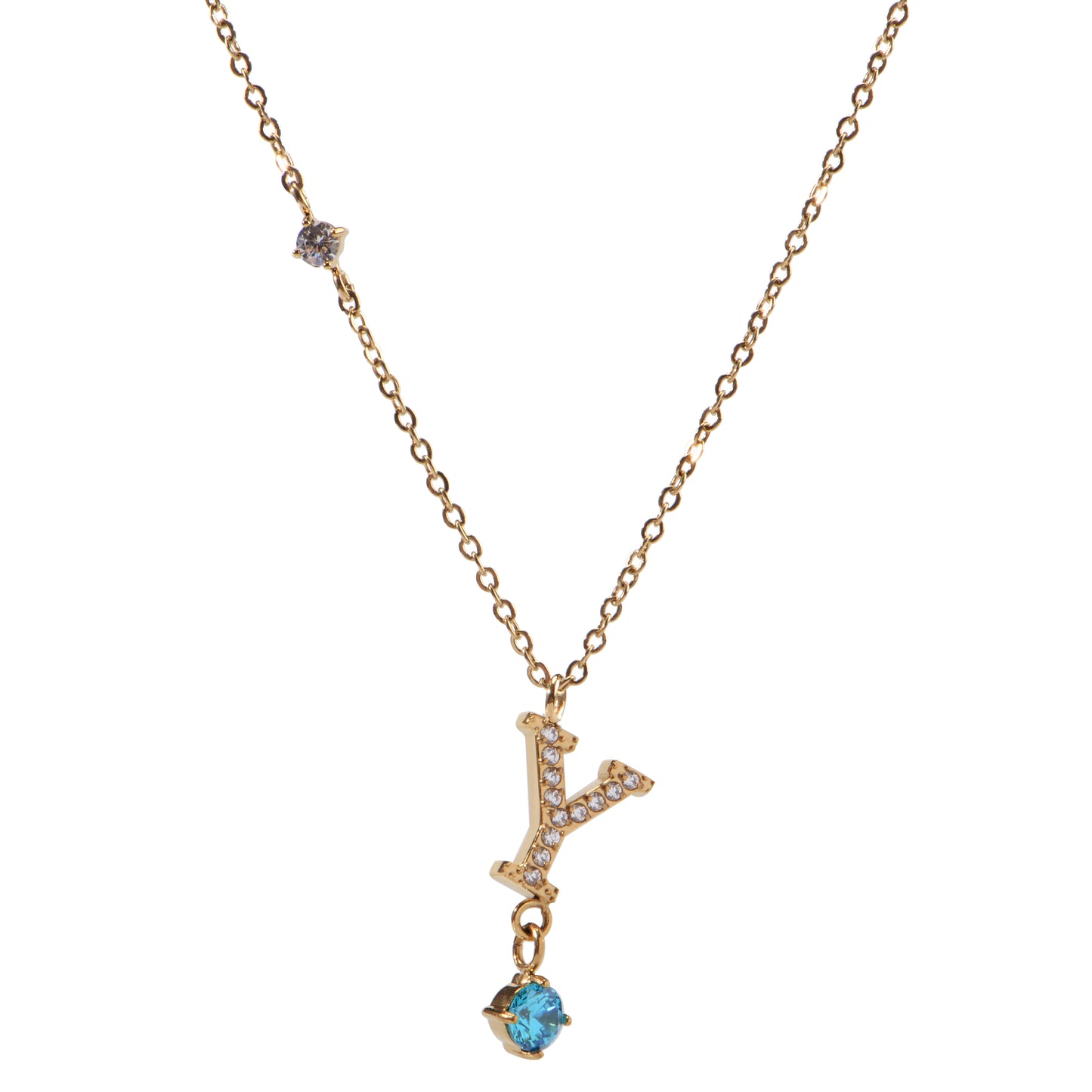 Stainless Steel 18K Gold-Plated Initial 26 Letters  Zircon Necklaces
