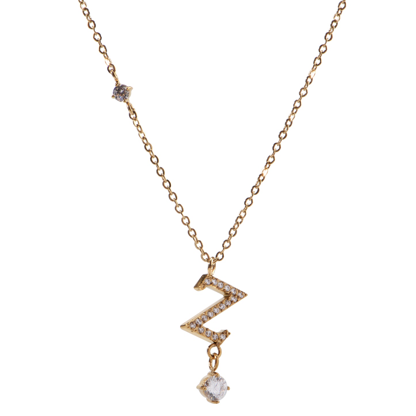 Stainless Steel 18K Gold-Plated Initial 26 Letters  Zircon Necklaces