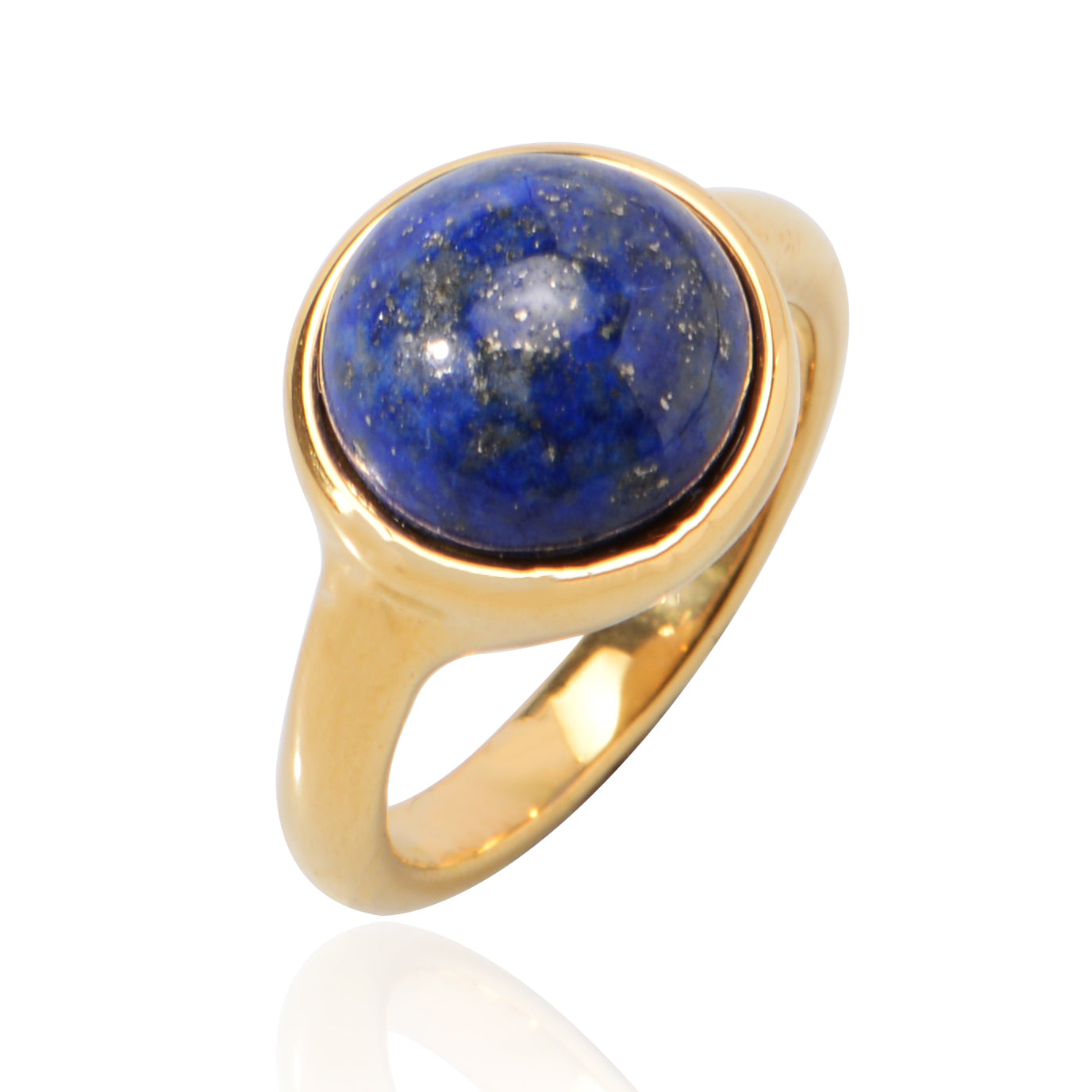 Women's Fine Jewelry Stainless Steel 18K Gold-Plated Natural Stone Ring