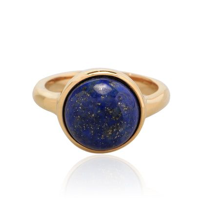 Women's Fine Jewelry Stainless Steel 18K Gold-Plated Natural Stone Ring
