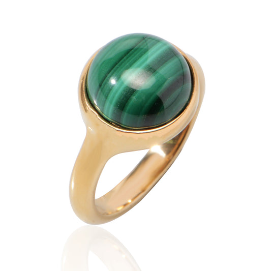 Women's Fine Jewelry Stainless Steel 18K Gold-Plated Natural Stone Ring