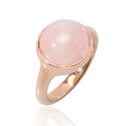 Women's Fine Jewelry Stainless Steel 18K Gold-Plated Natural Stone Ring