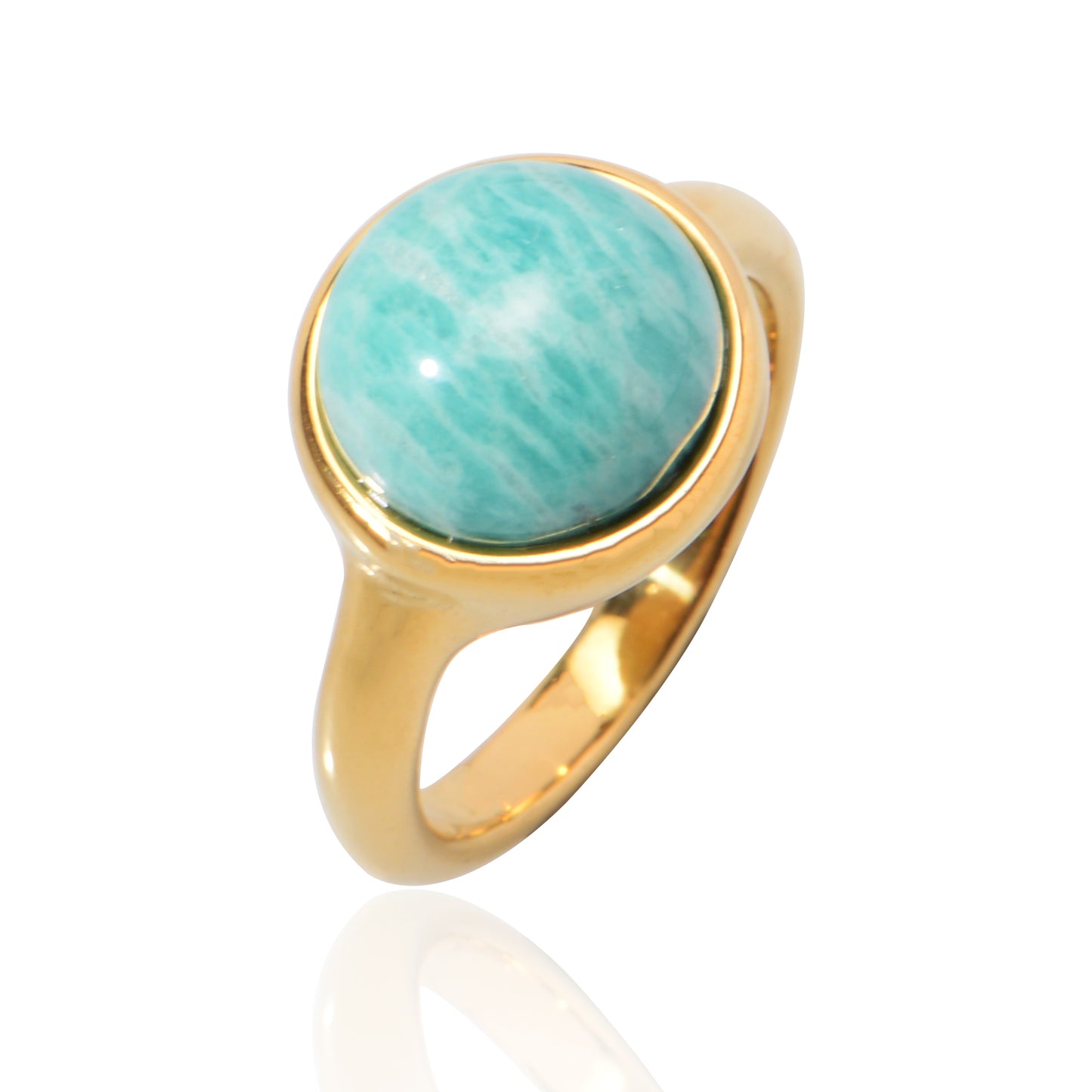 Women's Fine Jewelry Stainless Steel 18K Gold-Plated Natural Stone Ring