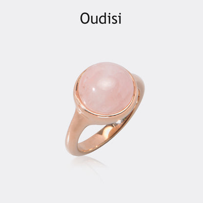 Crystal plating 18K gold pink ring