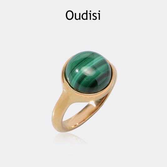 Malachite plating 18K gold pink ring