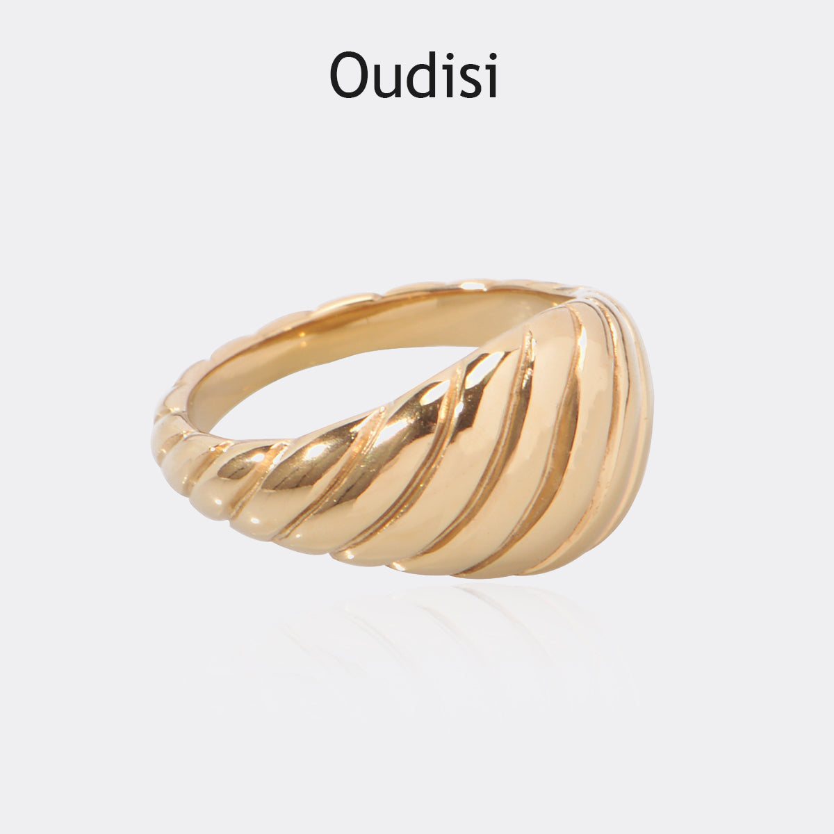 Stainless steel plating 18K gold twisted chunky ring