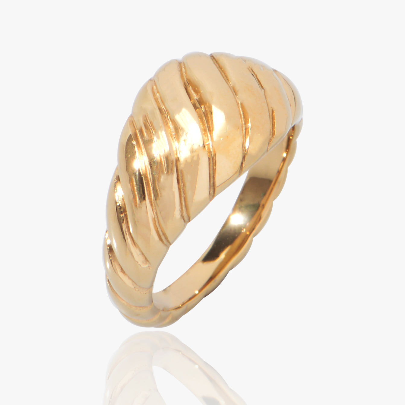 Stainless Steel Plating 18K Gold Twisted Chunky Ring Jewelry Gift