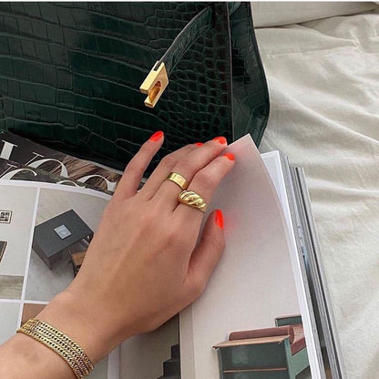 Stainless Steel 18K Gold-Plated Twisted ring