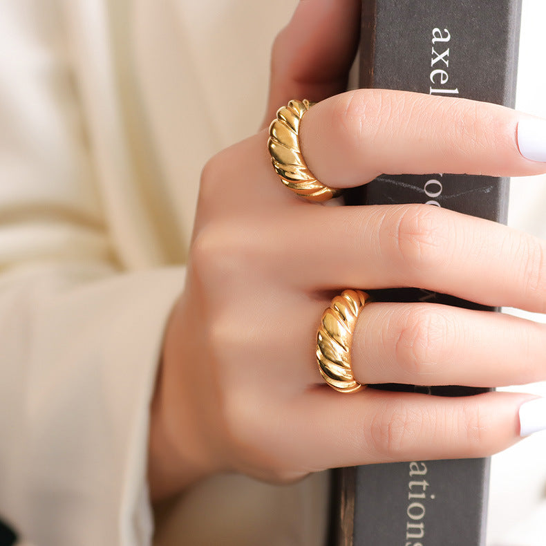 Stainless Steel 18K Gold-Plated Twisted ring