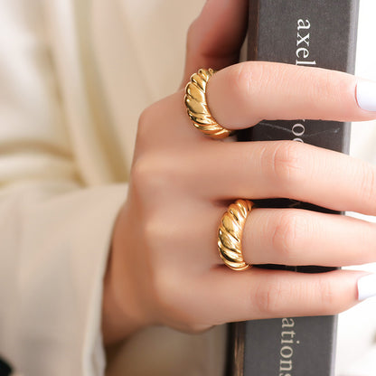 Stainless Steel 18K Gold-Plated Twisted ring