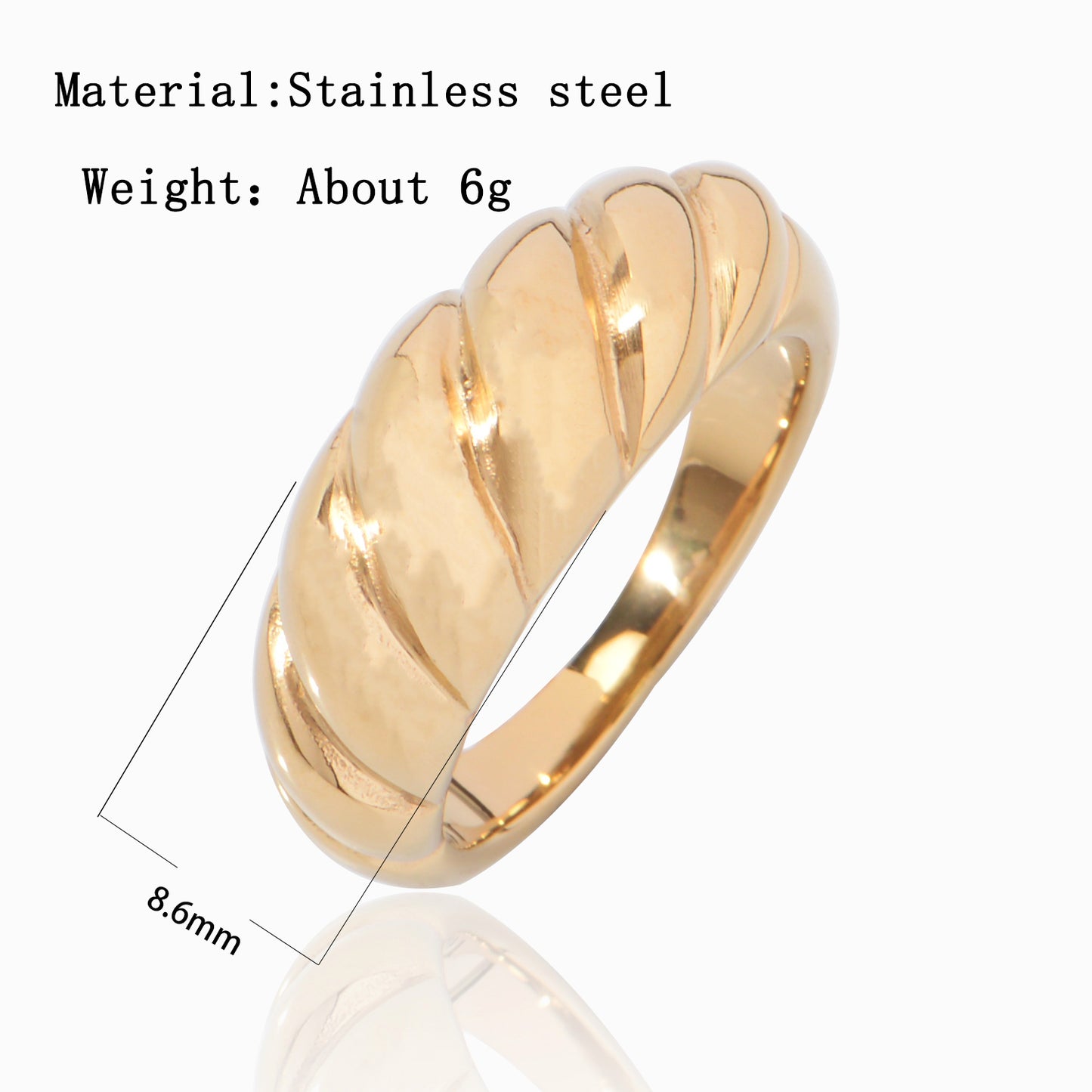 Stainless Steel 18K Gold-Plated Twisted ring