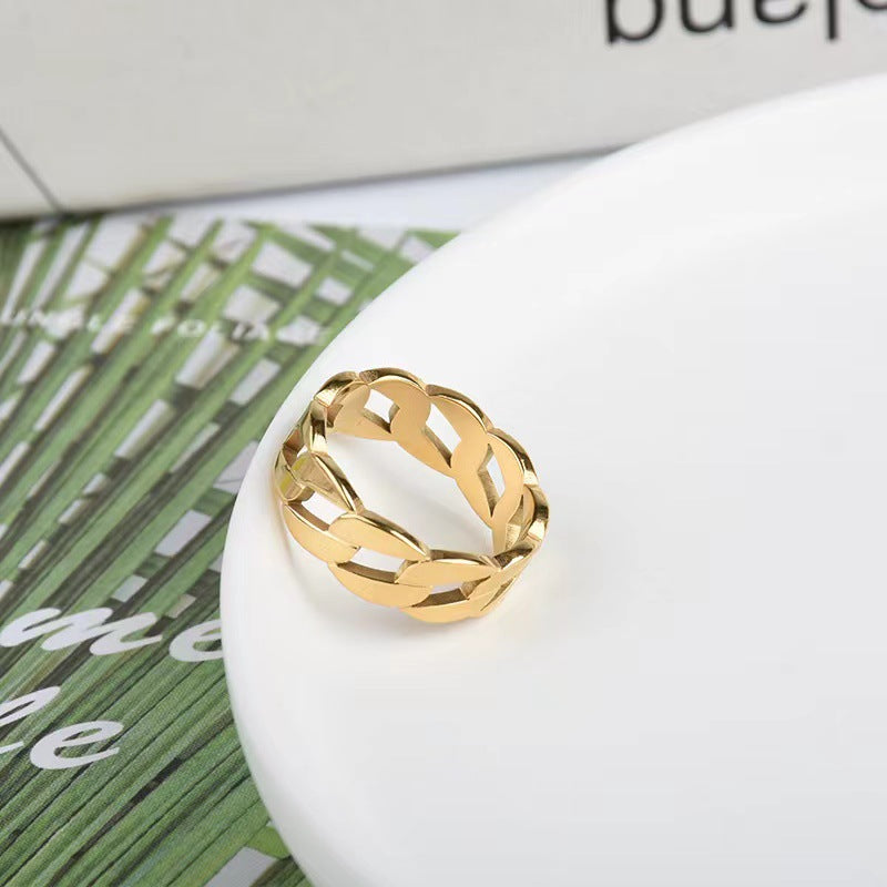 Stainless Steel 18K Gold-Plated  unisex chunky link Stainless Steel ring